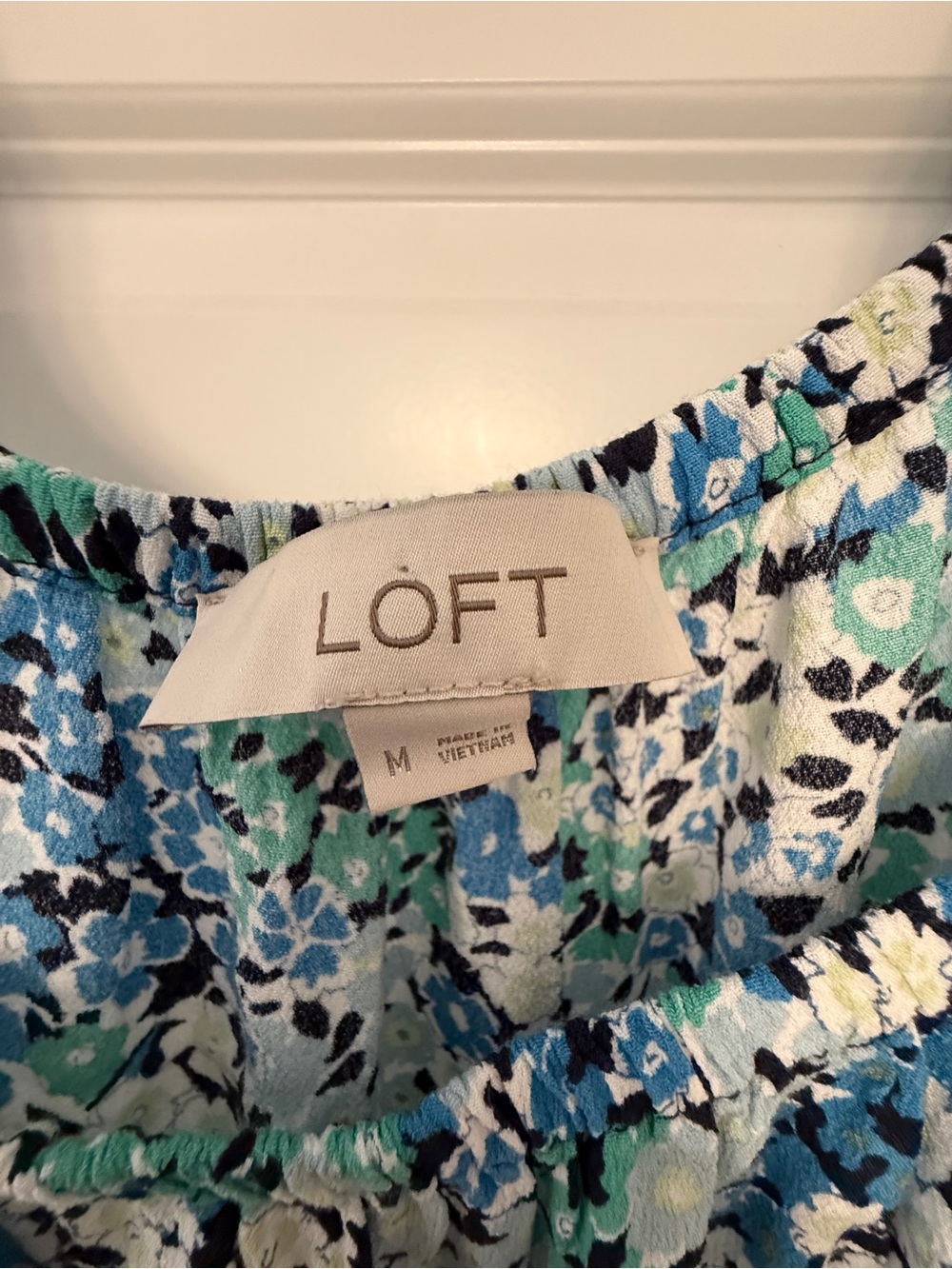 LOFT Blue and Green Floral Puff-Sleeve Maxi Dress - Picture 2 of 5